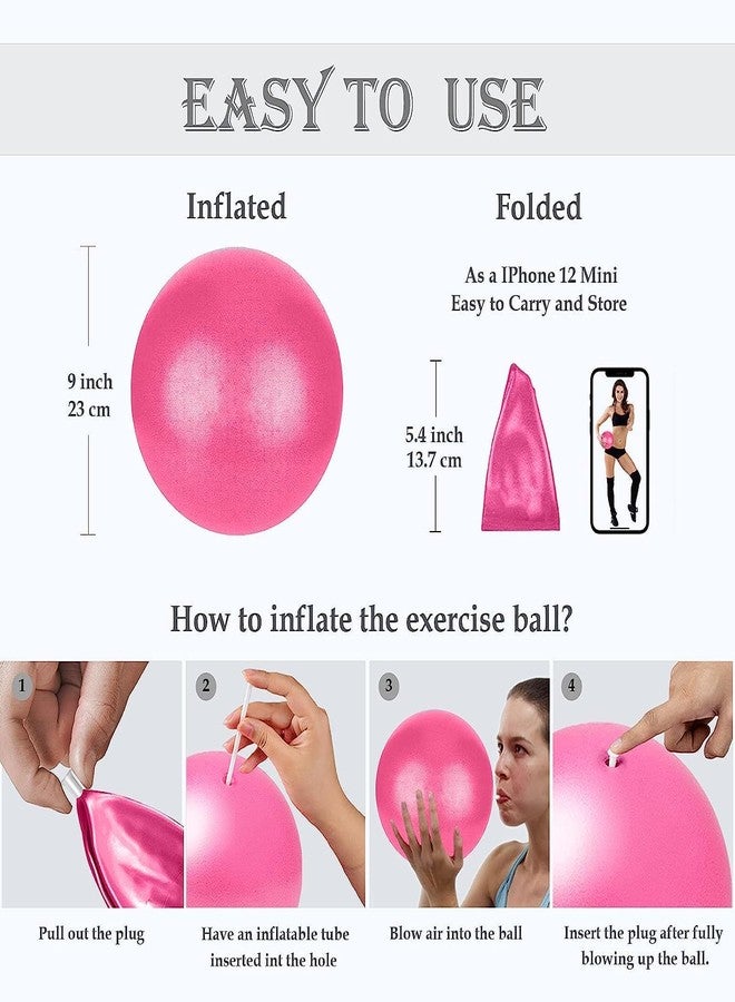 Redvant Mini Exercise Ball 9inch/23cm Small Yoga Ball Soft Pilate Home Training Abdominal Workouts, Anti Burst and Slip, with Inflatable Straw for Therapy, Barre, Core Trainings - Image 2