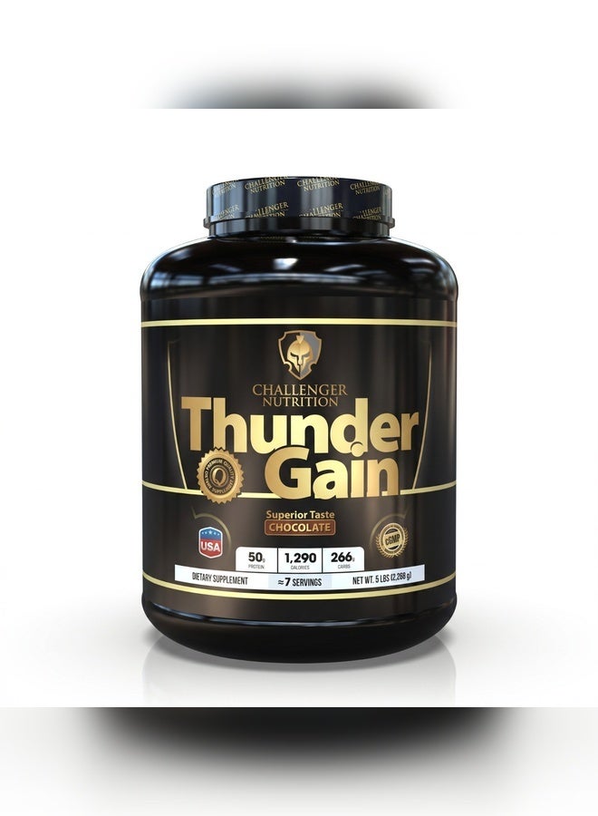 Thunder Gain Mass Gainer Powder - Chocolate Flavor - 5lb (2.26kg) - for Muscle Growth & Recovery