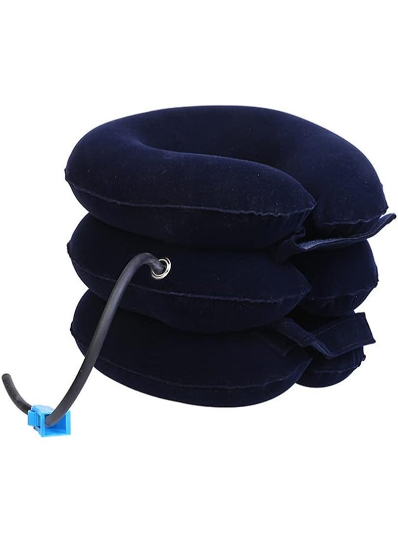 Medical pneumatic neck brace for relief of spinal pain and spasms - 3-layer soft velvet neck extension pillow with hand pump - Image 4
