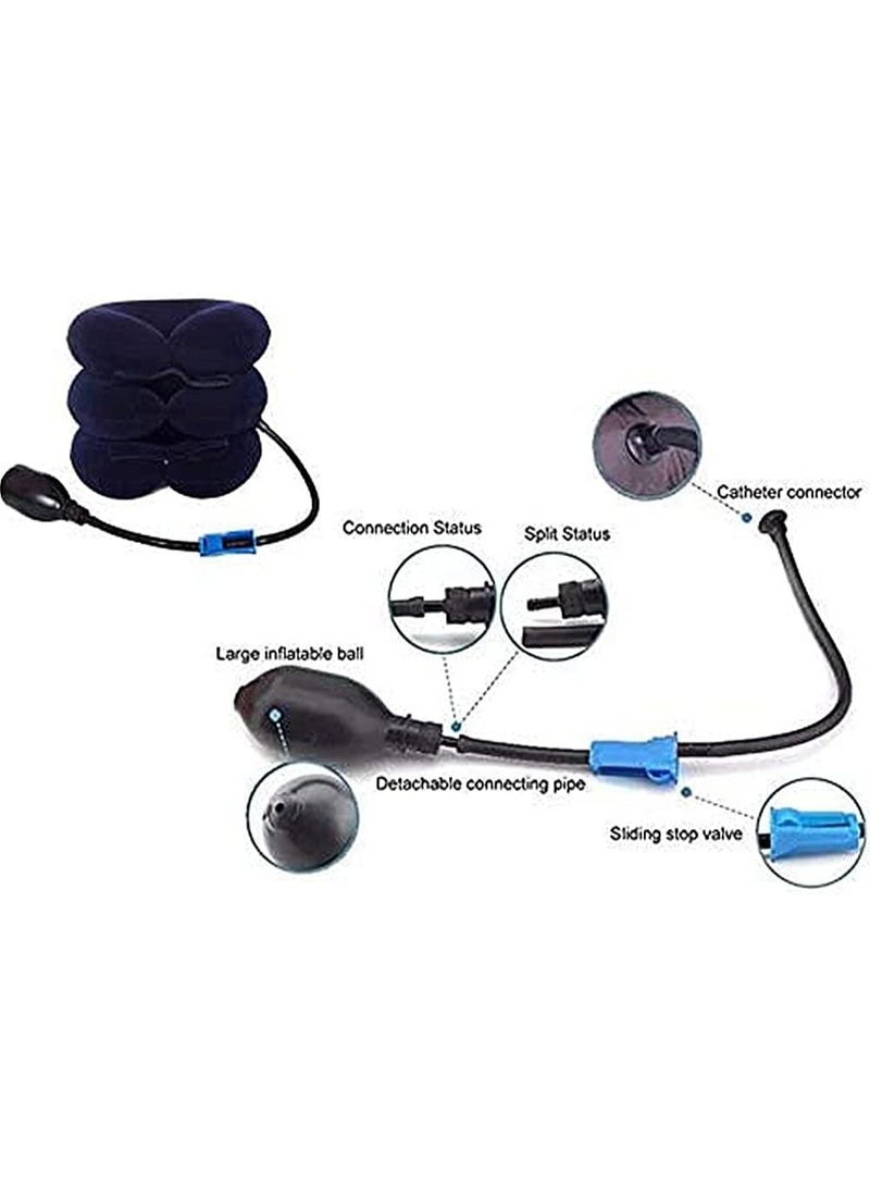 Medical pneumatic neck brace for relief of spinal pain and spasms - 3-layer soft velvet neck extension pillow with hand pump - Image 5