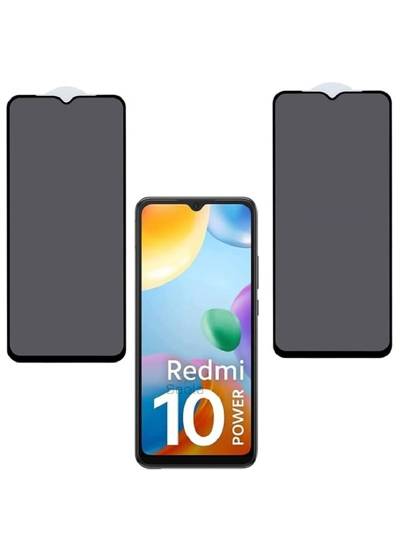 Super 2 Pieces Tempered Glass Screen Protector Anti-Spy Privacy Designed For Xiaomi Redmi 10 Power Full Screen Coverage And Bubble Free - Image 1