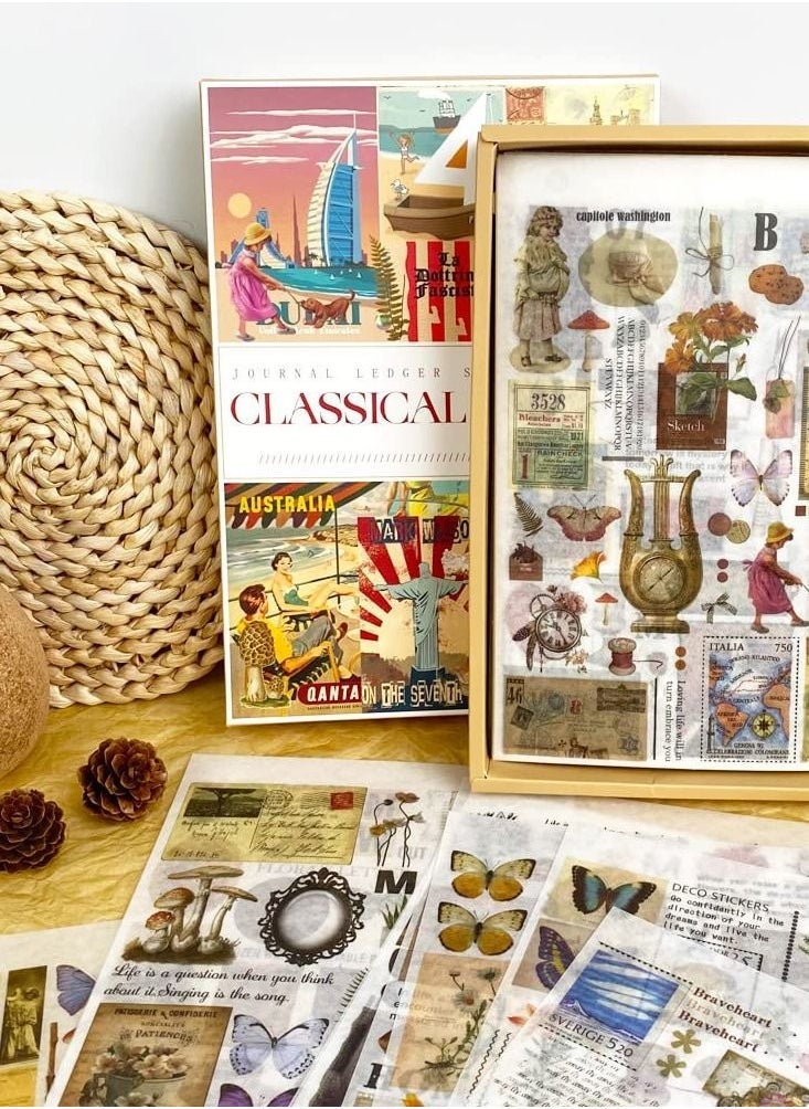 Vintage Scrapbooking Stickers Set, 96 Sheets with 1562 Pattern Stickers and 48 Background Papers, Aesthetic Stickers for Journaling, Planners, DIY Crafts, and Scrapbooking Supplies - Image 4