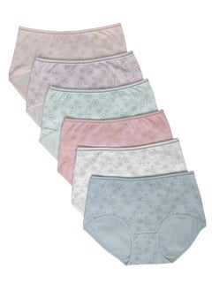 Love Bell Premium Cotton Four-way stretch Panties - MULTIPACK - Regular and Plus Sizes - Classic Briefs for Women (UAE/KSA, Alpha, M, Regular, Regular, Floral Print - 6 Pcs Pack)  - Image 1