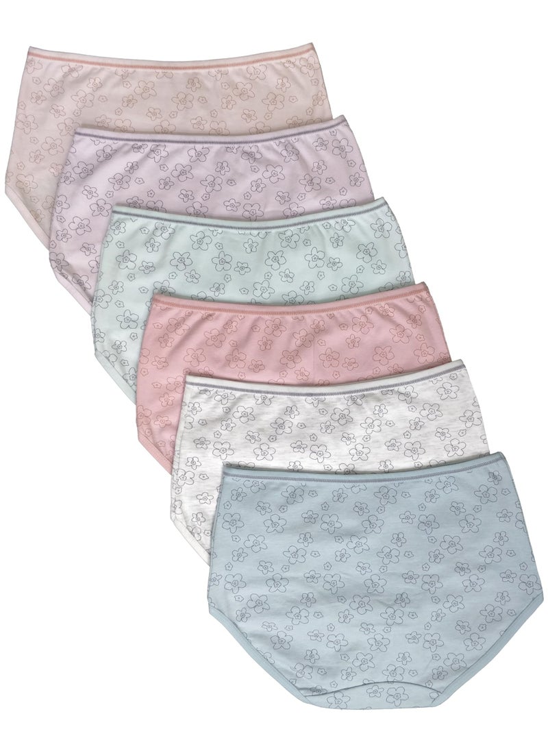 Love Bell Premium Cotton Four-way stretch Panties - MULTIPACK - Regular and Plus Sizes - Classic Briefs for Women (UAE/KSA, Alpha, M, Regular, Regular, Floral Print - 6 Pcs Pack)  - Image 2