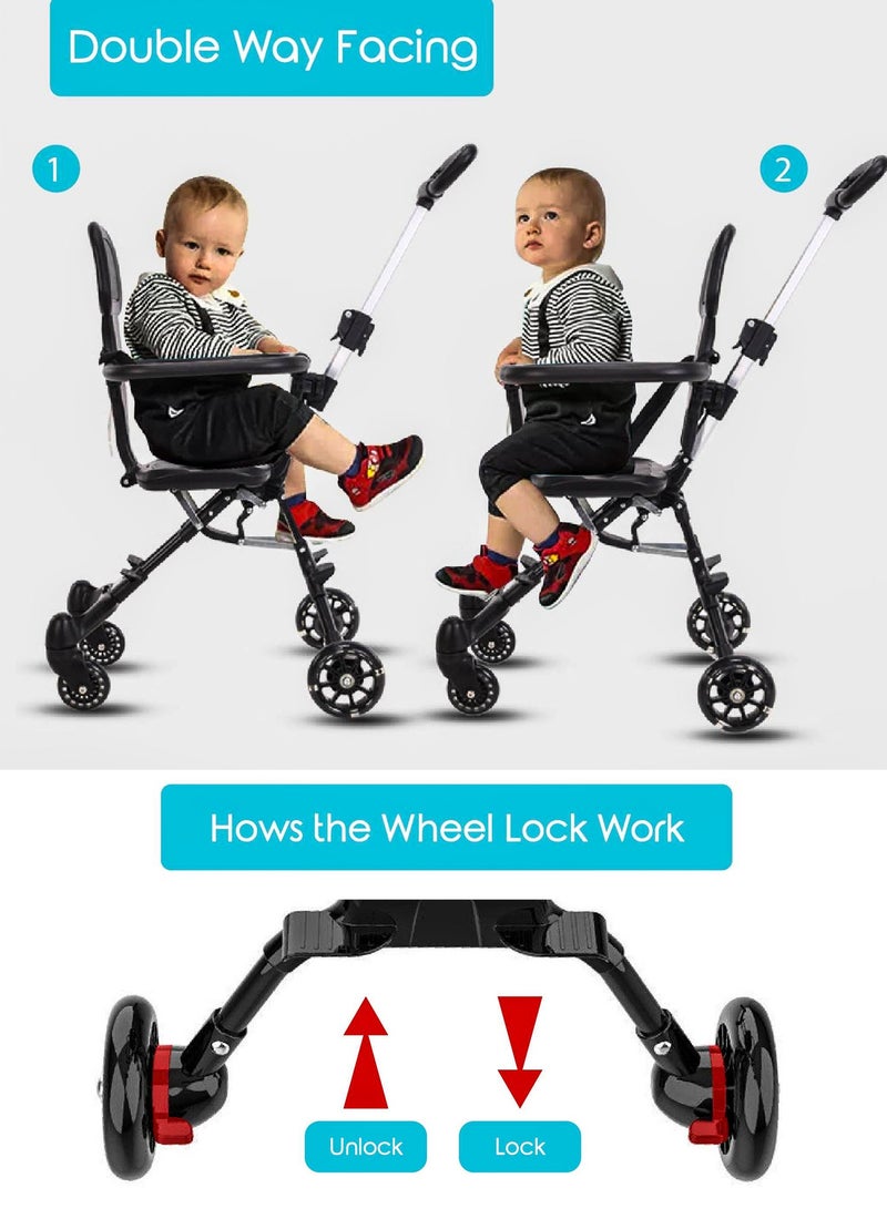 دي بلو عربة أطفال خفيفة الوزن ومضغوطة للسفر في المطار مع مقابض ومسند ظهر قابلين للتعديل، قابلة للطي بيد واحدة، سهلة التخزين في الطائرة أو صندوق السيارة، مناسبة للتسوق والمشي. عربة جيب للأطفال الصغار - Image 3