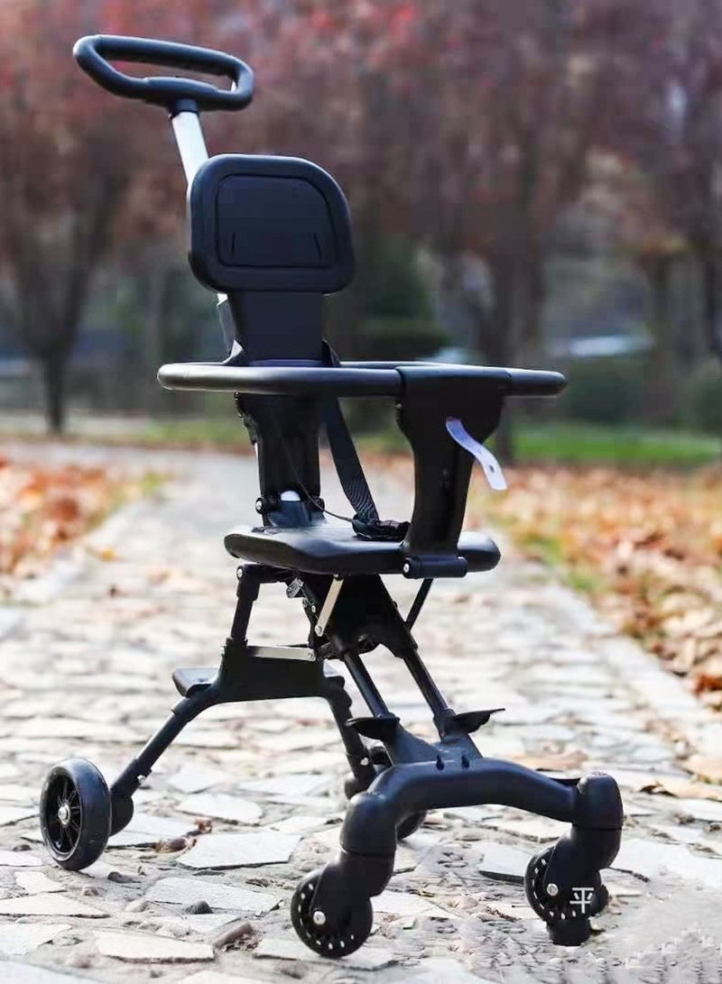 دي بلو عربة أطفال خفيفة الوزن ومضغوطة للسفر في المطار مع مقابض ومسند ظهر قابلين للتعديل، قابلة للطي بيد واحدة، سهلة التخزين في الطائرة أو صندوق السيارة، مناسبة للتسوق والمشي. عربة جيب للأطفال الصغار - Image 1