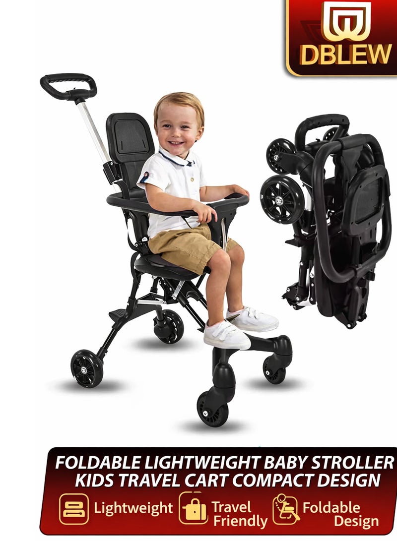 دي بلو عربة أطفال خفيفة الوزن ومضغوطة للسفر في المطار مع مقابض ومسند ظهر قابلين للتعديل، قابلة للطي بيد واحدة، سهلة التخزين في الطائرة أو صندوق السيارة، مناسبة للتسوق والمشي. عربة جيب للأطفال الصغار - Image 2