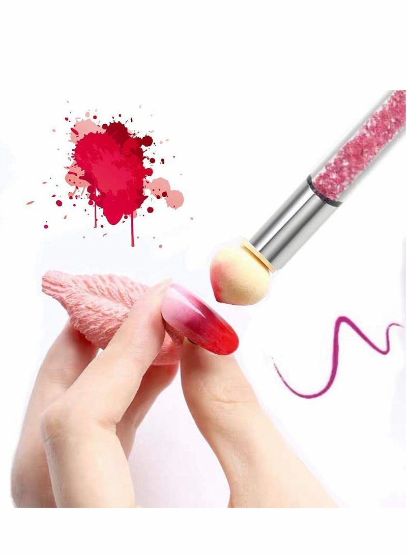 Pink Sponge Gradient Nail Art Brush Set with 4 Replaceable Heads - Double-Ended Washable Tools for Salon & Home Use - Image 3