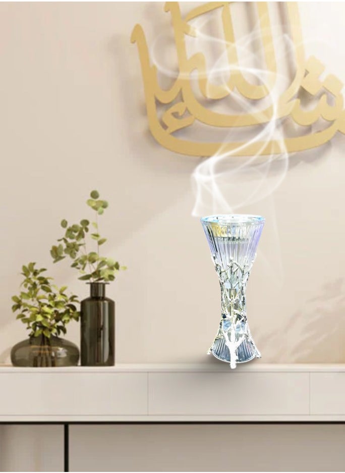 Bakhoor BoSidin - Arabic Oud Incense Burner with Elegant Design for Home and Office Fragrance - 1 Piece in Silver - Image 1