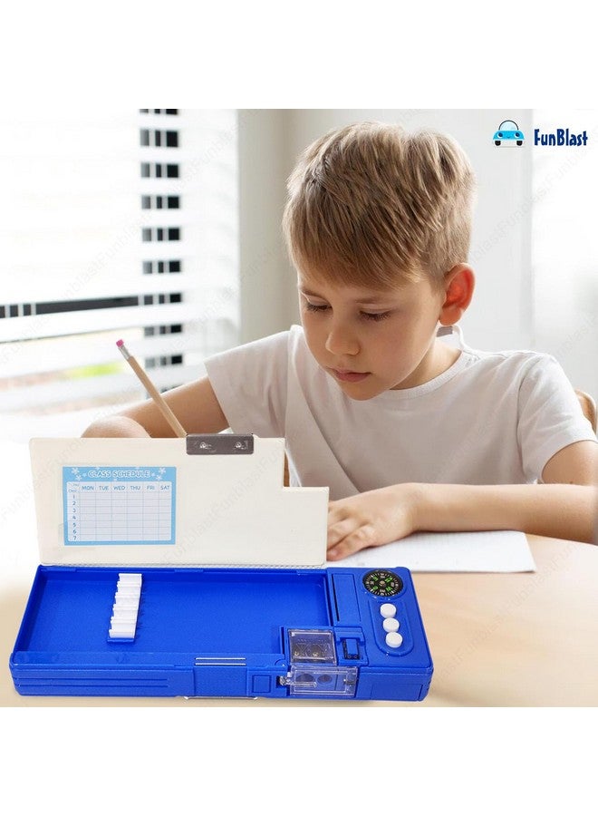 FunBlast Magnetic Pencil Case with Sharpener & Compass - Space Pencil Box, Geometry Box for Students, Pen & Pencil Case, Stationary Organizer Box for Kids, Birthday Return Gift for Kids (Blue) - Image 5