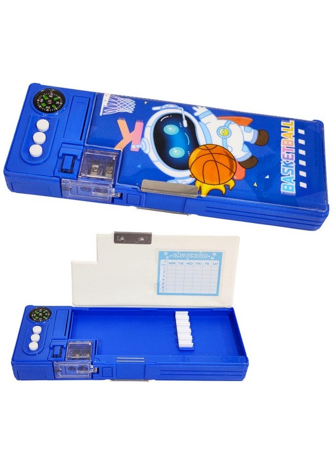 FunBlast Magnetic Pencil Case with Sharpener & Compass - Space Pencil Box, Geometry Box for Students, Pen & Pencil Case, Stationary Organizer Box for Kids, Birthday Return Gift for Kids (Blue) - Image 1