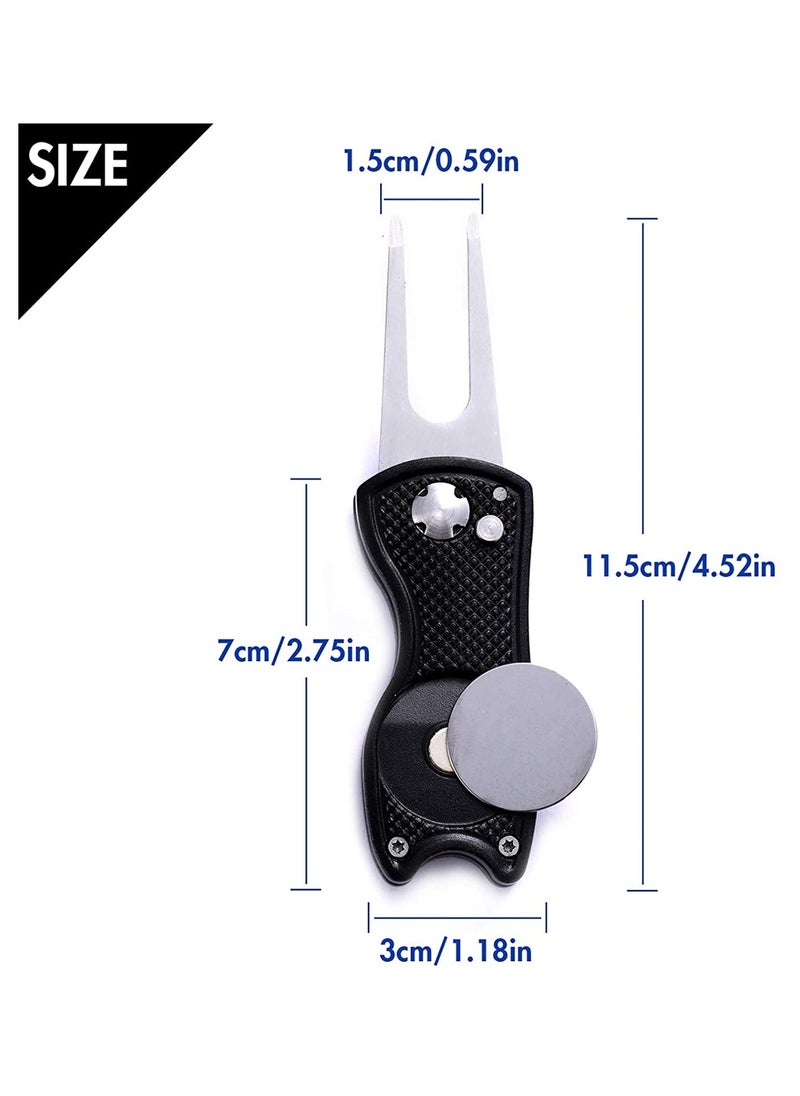 Portable Metal Golf Divot Tool Set with Magnetic Ball Marker Fish Design Pack of 2 Black and Blue