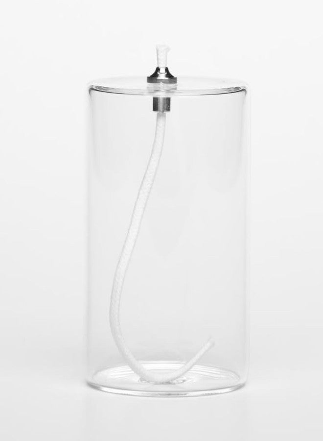 فايرفلاي شمعة زيت زجاجية قابلة لإعادة التعبئة من فايرفلاي فيولز - شمعة سائلة قابلة لإعادة الاستخدام على شكل أسطوانة بطول 4 بوصات لإضفاء جو مميز، ولإضاءة المناسبات وحالات الطوارئ - تُستخدم مع البارافين السائل أو زيت المصابيح - Image 1