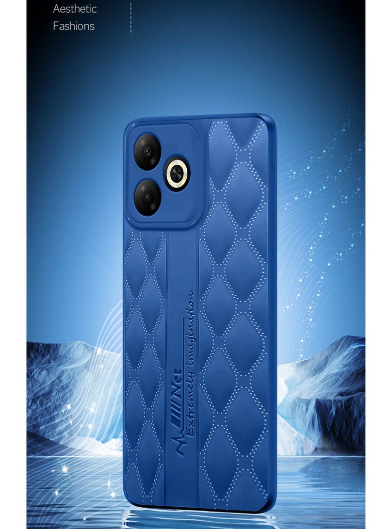 Wtech Infinix Smart 10 HD 4G 2025 Leather Texture Back Anti-Scratch Elegant Look Matte Finish Premium Feel Case Cover - Navy Blue - Image 4