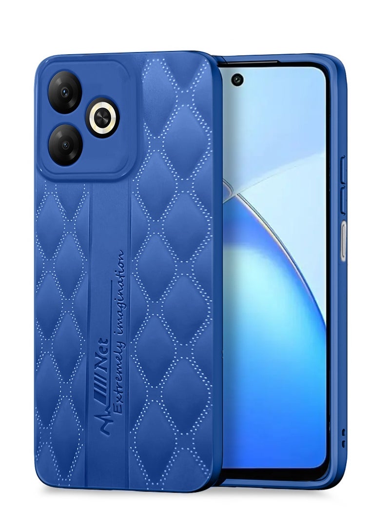Wtech Infinix Smart 10 HD 4G 2025 Leather Texture Back Anti-Scratch Elegant Look Matte Finish Premium Feel Case Cover - Navy Blue - Image 1