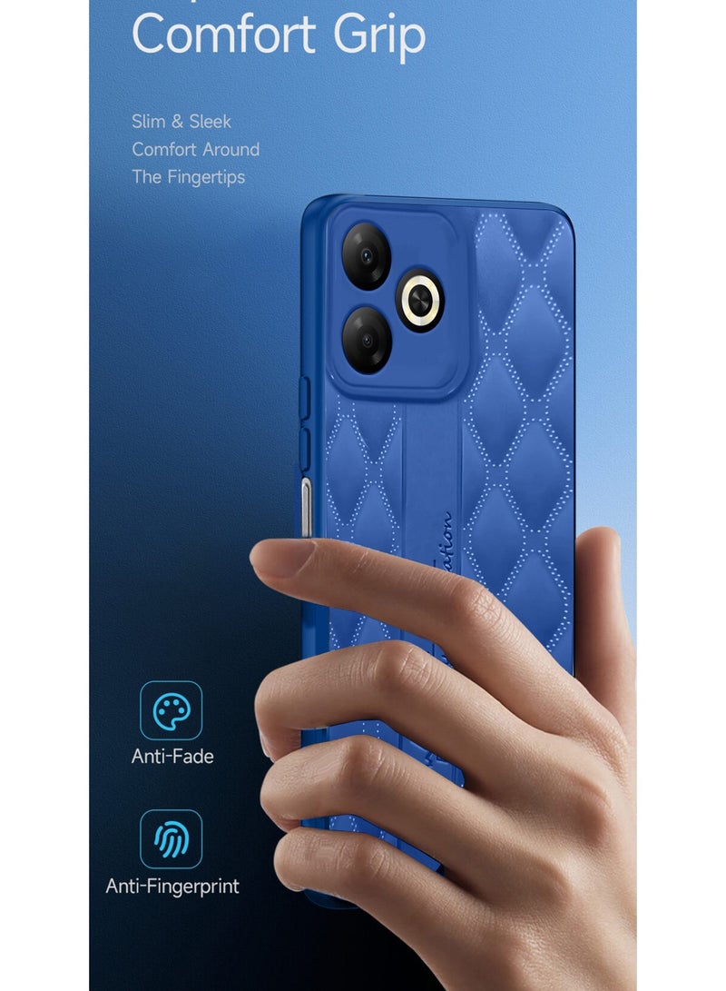 Wtech Infinix Smart 10 HD 4G 2025 Leather Texture Back Anti-Scratch Elegant Look Matte Finish Premium Feel Case Cover - Navy Blue - Image 2