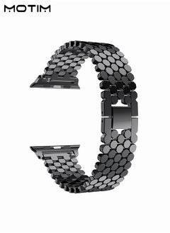 Motim Metal Watch Band Compatible with Apple Watch Band 45mm 44mm 42mm, Heavy Wrist Loop Band, Replacement Strap for iWatch Series 9, Ultra 2, SE, Ultra, 10/9/8/7/6/5/4/3/2/1, Zinc Alloy  - Image 3