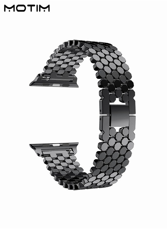 Motim - Metal Watch Band Compatible with Apple Watch Band 45mm 44mm 42mm, Heavy Wrist Loop Band, Replacement Strap for iWatch Series 9, Ultra 2, SE, Ultra, 10/9/8/7/6/5/4/3/2/1, Zinc Alloy - Image 1