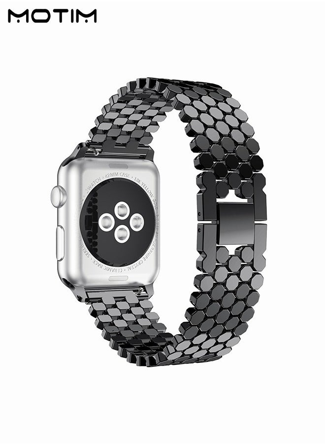 Motim - Metal Watch Band Compatible with Apple Watch Band 45mm 44mm 42mm, Heavy Wrist Loop Band, Replacement Strap for iWatch Series 9, Ultra 2, SE, Ultra, 10/9/8/7/6/5/4/3/2/1, Zinc Alloy - Image 1