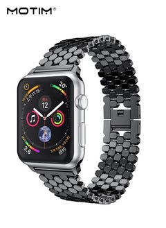 Motim Metal Watch Band Compatible with Apple Watch Band 45mm 44mm 42mm, Heavy Wrist Loop Band, Replacement Strap for iWatch Series 9, Ultra 2, SE, Ultra, 10/9/8/7/6/5/4/3/2/1, Zinc Alloy  - Image 1