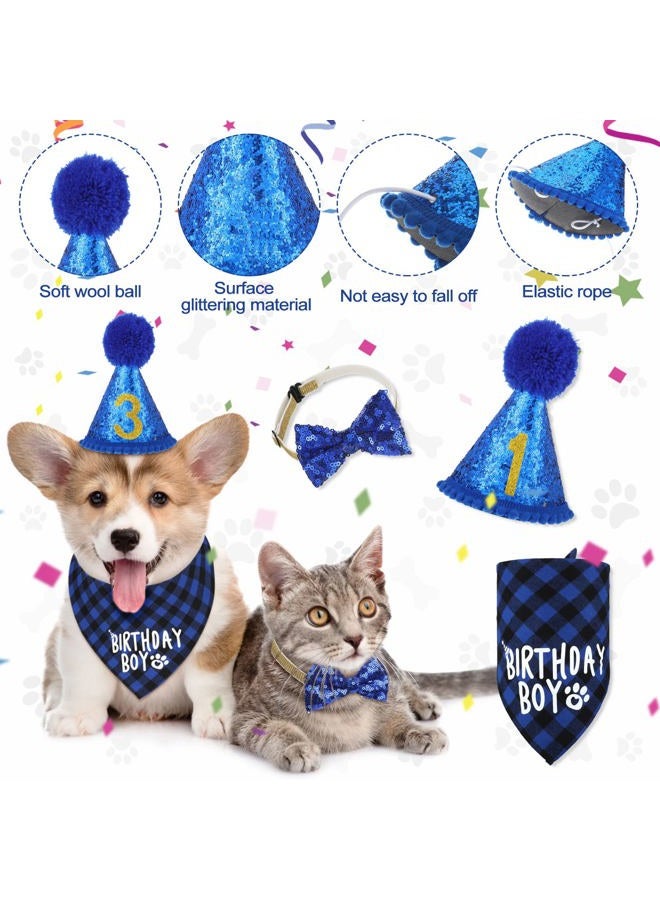 Generic Dog Birthday Party Supplies Birthday Boy Girl Cake Bandana Triangle Scarf Party Hat Dog Bow Tie Collar with Numbers for Large Medium Small Dog Puppy 1st Birthday(Elegant Style,Medium)  - Image 5