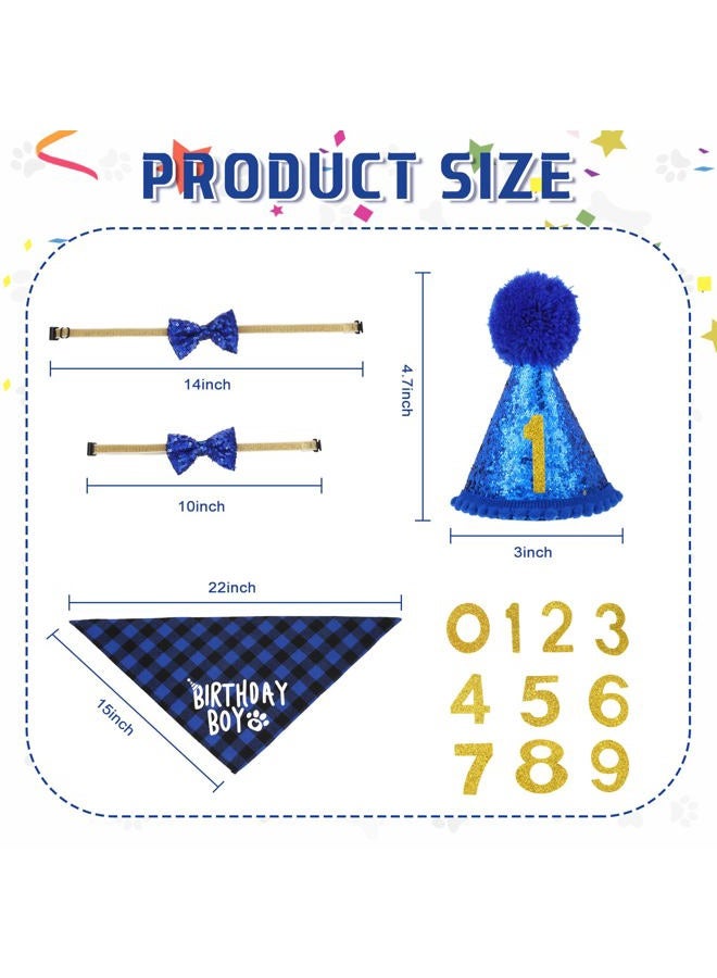 Generic Dog Birthday Party Supplies Birthday Boy Girl Cake Bandana Triangle Scarf Party Hat Dog Bow Tie Collar with Numbers for Large Medium Small Dog Puppy 1st Birthday(Elegant Style,Medium)  - Image 4