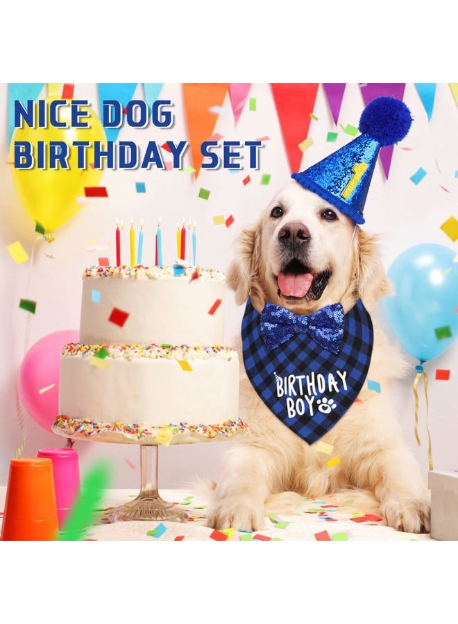 Generic Dog Birthday Party Supplies Birthday Boy Girl Cake Bandana Triangle Scarf Party Hat Dog Bow Tie Collar with Numbers for Large Medium Small Dog Puppy 1st Birthday(Elegant Style,Medium)  - Image 2