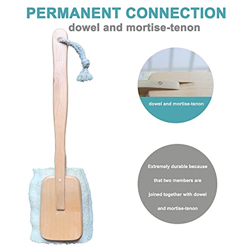 Mr.Cui'shop Natural Exfoliating Loofah luffa loofa Bath Brush On a Stick - with Long Wooden Handle Back Brush for Men & Women - Shower Sponge Body Back Scrubber Pack of 1 - Image 4