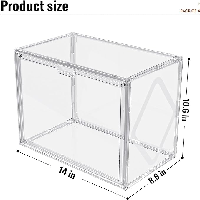 BLURISM BLURISM Clear Handbag Storage Organizers for Closet Plastic Acrylic Handbag Purse Shoes Toy Display Case Anti Dust Luxury Stackable Bag Container Box with Magnetic Door for Pocketbook Set of 4  - Image 3