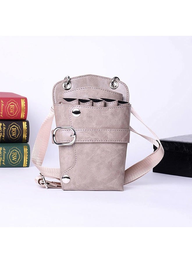 boshiho Scissors Pouch PU Leather Salon Barber Hairdressing Scissors Holster Hair Stylist Tools Bag Comb Shear Holster Waist Shoulder Belt (Khaki) - Image 5