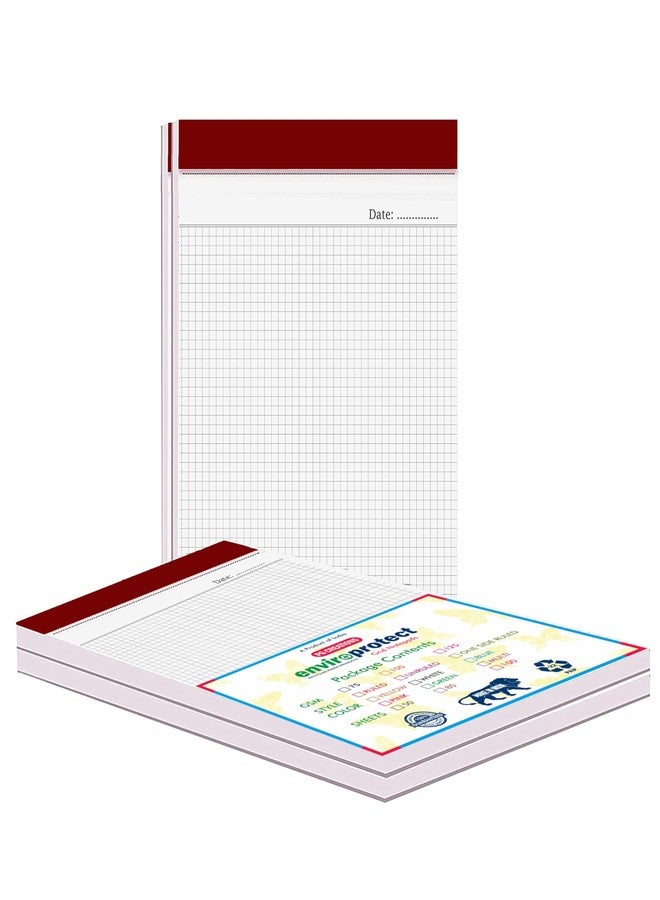 PG Creations A4 Size, Pack of 2 Pads, Grid Graph Notepads, 100 Gsm Thick Paper Writing Pad, 50 Sheets per Pad, 5 mm Square Grid, Single Side Ruled Pads for Engineers & Students, 8.5x11 Inch, White - Image 1