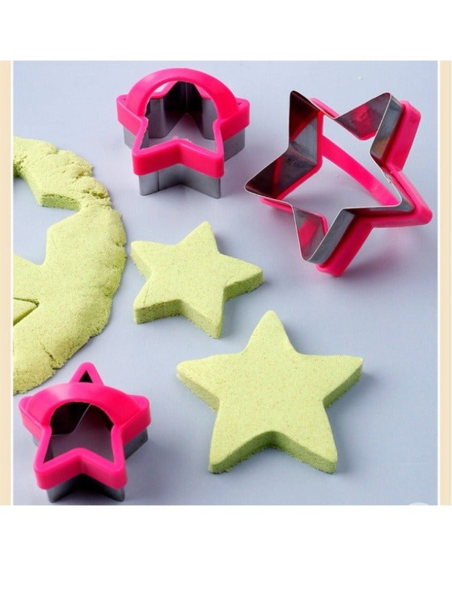مجموعة قوالب بسكويت من 3 قطع، قوالب بسكويت من الفولاذ المقاوم للصدأ للكعك والبسكويت والسندويشات، قالب فاكهة وخضراوات على شكل نجمة للأطفال والأولاد والبنات والبالغين - Image 1