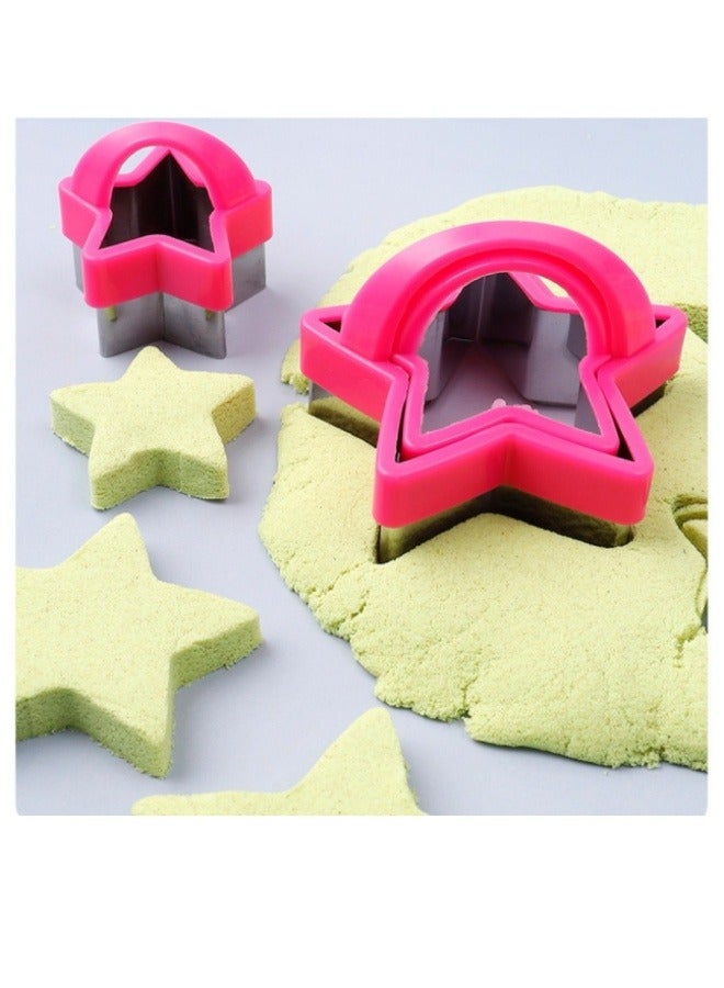 مجموعة قوالب بسكويت من 3 قطع، قوالب بسكويت من الفولاذ المقاوم للصدأ للكعك والبسكويت والسندويشات، قالب فاكهة وخضراوات على شكل نجمة للأطفال والأولاد والبنات والبالغين - Image 2