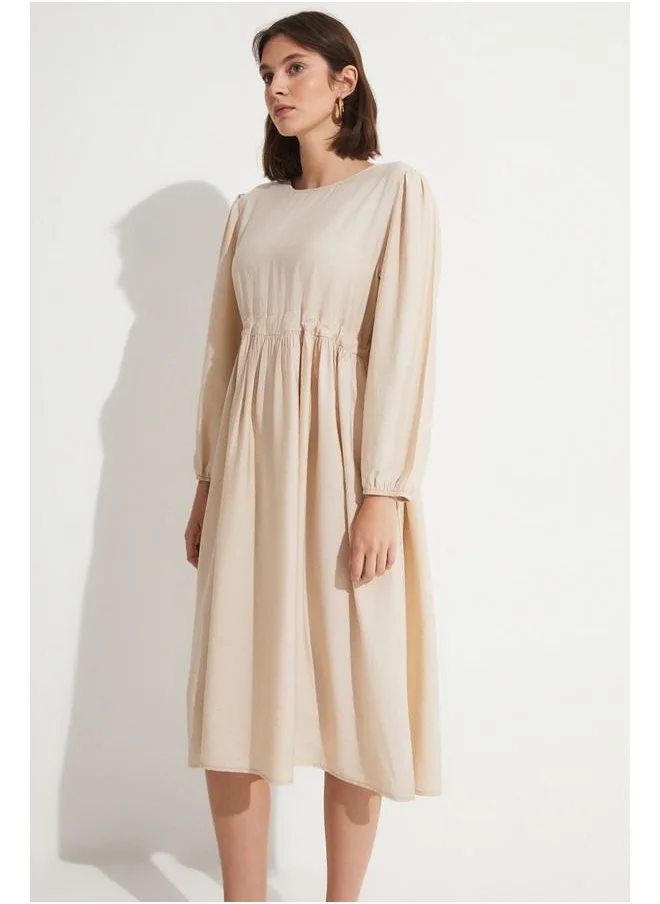 JUNE June Elastic Waist Maxi Dress Stone