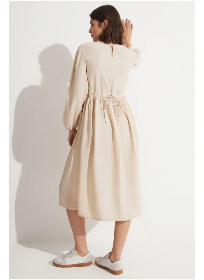 JUNE June Elastic Waist Maxi Dress Stone