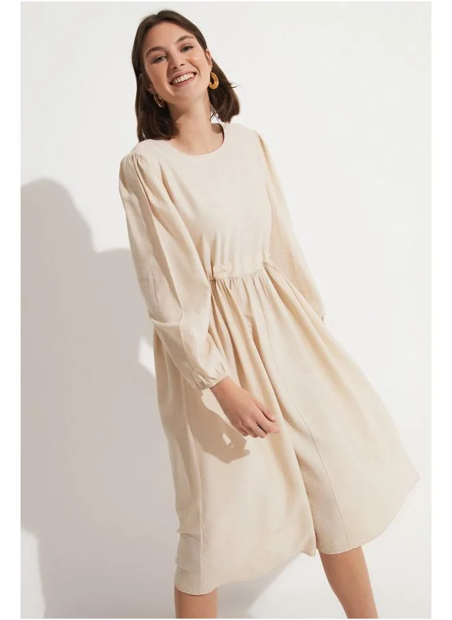 جون June Elastic Waist Maxi Dress Stone