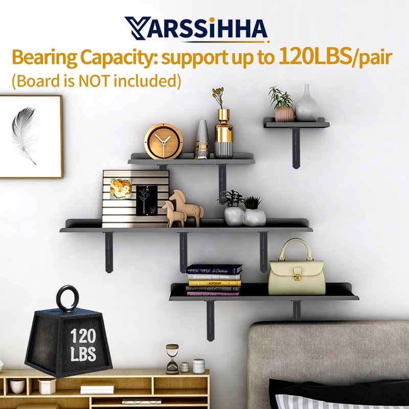 Yarssihha 10 Inch Decorative Shelf Brackets, 6 Pack Wall Mounted Metal Shelving Brackets, Heavy Duty Shelf Supports, Rustic L Shape Brackets for Floating Shelves DIY Home Kitchen, with Screws - Image 5