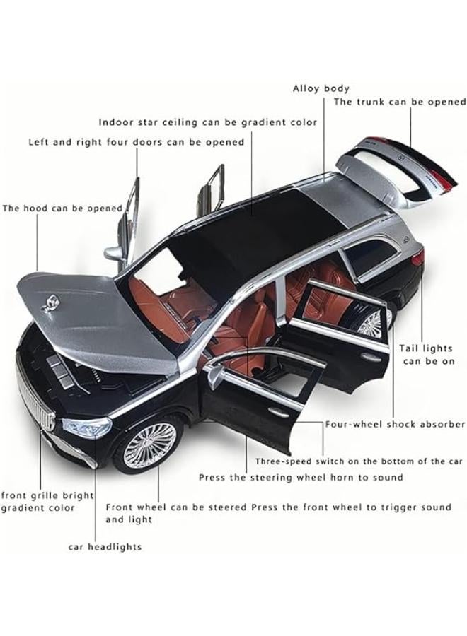 نموذج سيارة مرسيدس بنز Gls600 مايباخ بمقياس 1:24 من سبيكة الزنك المصبوبة كبير مع 6 أبواب قابلة للفتح، وأضواء وموسيقى، سيارة لعبة سحب للخلف للأطفال - Image 2