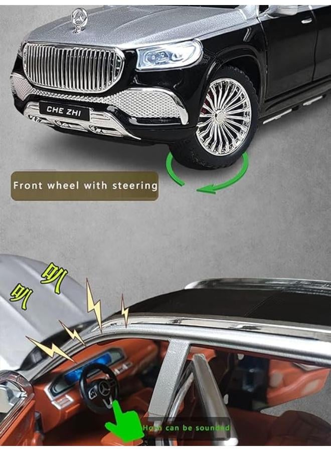 نموذج سيارة مرسيدس بنز Gls600 مايباخ بمقياس 1:24 من سبيكة الزنك المصبوبة كبير مع 6 أبواب قابلة للفتح، وأضواء وموسيقى، سيارة لعبة سحب للخلف للأطفال - Image 3