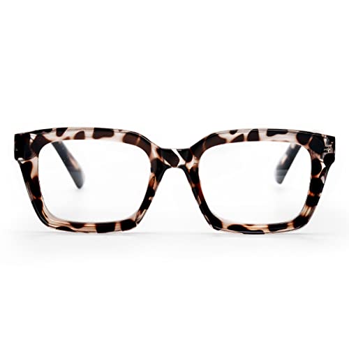 ZUVGEES Retro Style Square Reading Glass Big Eyeglass Frames Large lens 50mm Tortoise 100 - Image 1