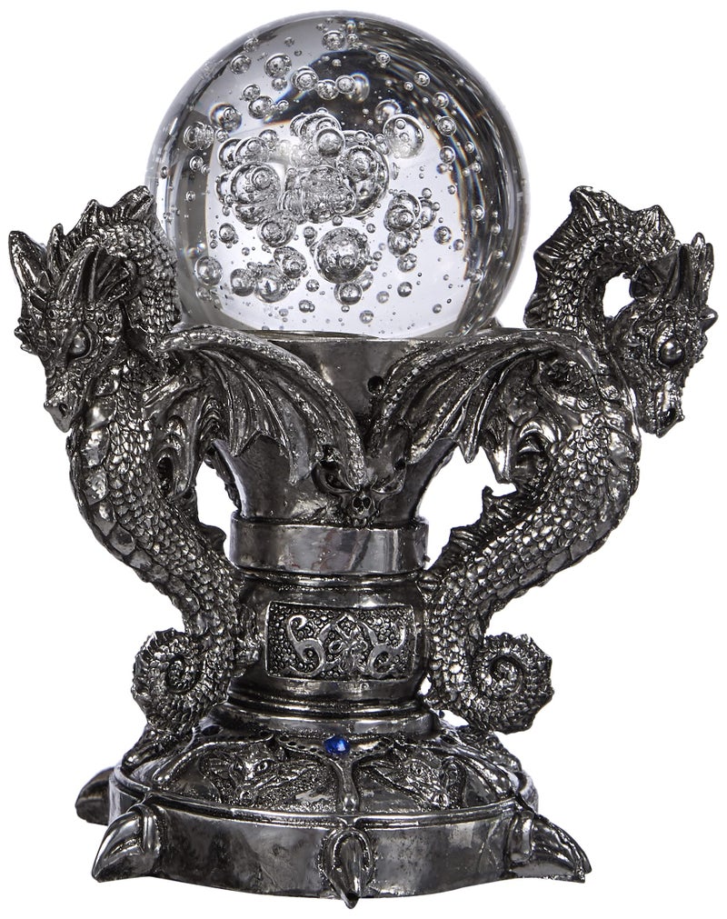 Design Toscano Dragons of Corfu Castle Gothic Decor Statue Globe Figurine, 5 Inch, Polyresin and Glass, Silver Chrome - Image 4