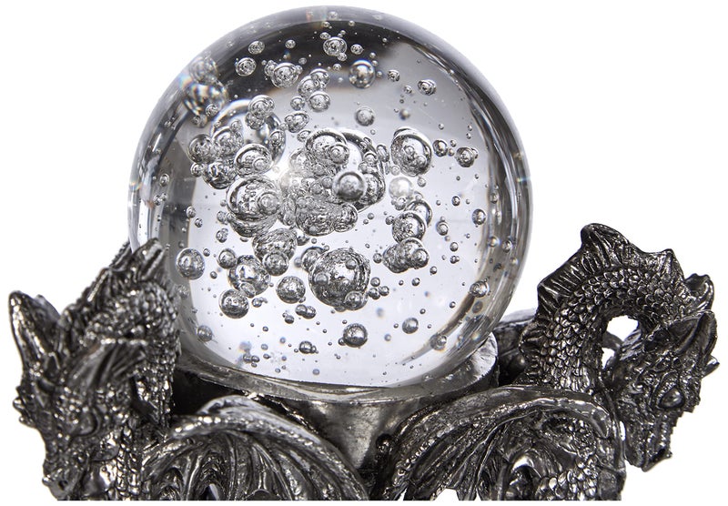 Design Toscano Dragons of Corfu Castle Gothic Decor Statue Globe Figurine, 5 Inch, Polyresin and Glass, Silver Chrome - Image 2