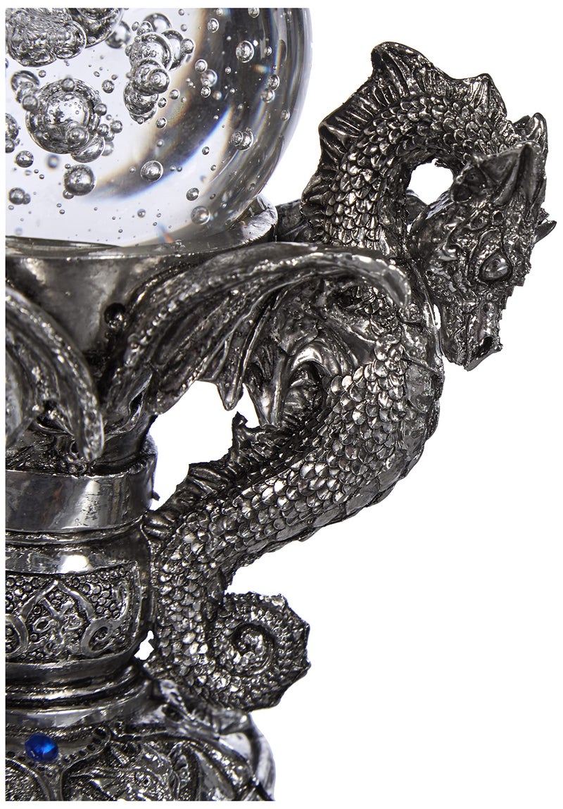 Design Toscano Dragons of Corfu Castle Gothic Decor Statue Globe Figurine, 5 Inch, Polyresin and Glass, Silver Chrome - Image 3