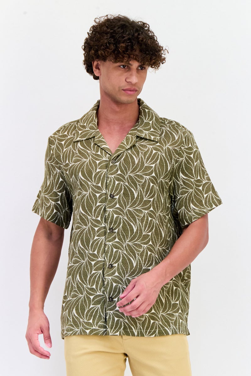 VINCE CAMUTO Men Regular Fit Short Sleeve Allover Print Casual Shirt, Multicolor - Image 1