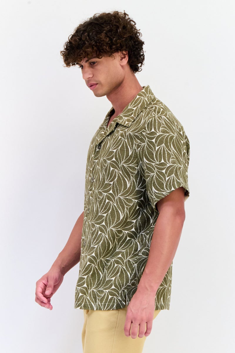 VINCE CAMUTO Men Regular Fit Short Sleeve Allover Print Casual Shirt, Multicolor - Image 4