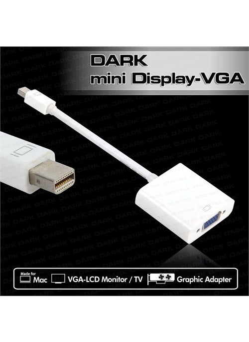 Dark - Mini Display Port to VGA Active Converter (Apple Macbook Pro Air Retina compatible) (DK-HD-AMDPXVGA) - Image 1