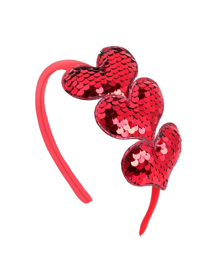 ZEYER Valentine'S Day Headbands Glitter Heart Hair Band Red Love Sequin Headband Romantic Hair Bands Holiday Headbands Party Gift Valentine'S Day Costume Party Accessories For Women And Girls (Red) - Image 1