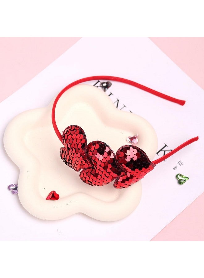 ZEYER Valentine'S Day Headbands Glitter Heart Hair Band Red Love Sequin Headband Romantic Hair Bands Holiday Headbands Party Gift Valentine'S Day Costume Party Accessories For Women And Girls (Red) - Image 3