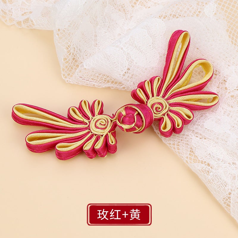 Button Button Long Tail Chrysanthemum Chinese Handmade Cheongsam Top Buckle Traditional Ethnic Style Tang Suit Vintage Button Rose + yellow * buckle about 10cm