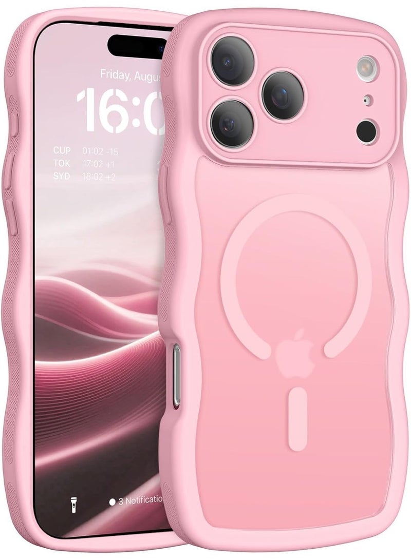 V.nice Magnetic for iPhone 17Pro Max Case, Cute Wavy Full Camera Protection [Compatible with MagSafe] Translucent Matte Anti-Slip Bumper Women Girls Boys Protective Cover - Image 1